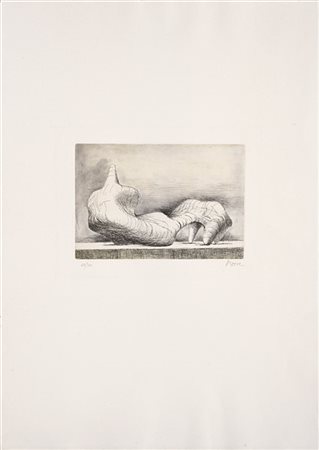 Henry Moore "Reclining Figure Point" acquaforte acquatinta a colori
1976
cm 16,8
