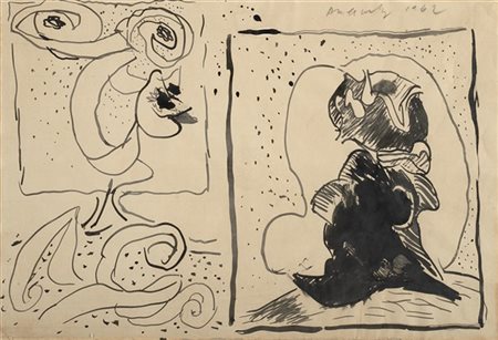 Pierre Alechinsky "Senza titolo" 1962
china su carta
cm 26x38,5
Firmato e datato