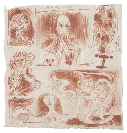 Pierre Alechinsky "Senza titolo" 1966
pastello su carta
cm 34,5x32,5
Firmato e d