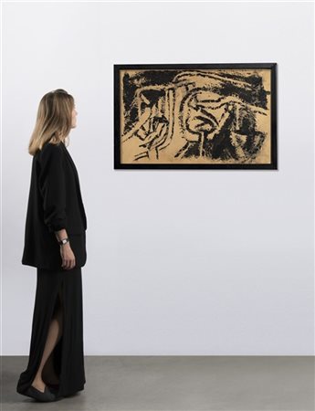 Pierre Alechinsky "Senza titolo" anni '60
china e tecnica mista su carta intelat