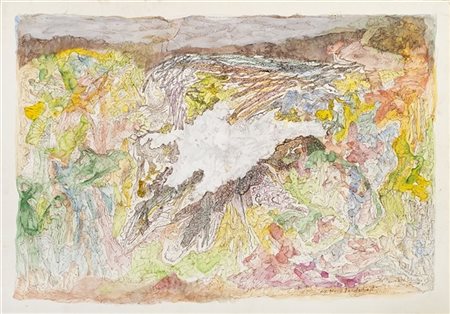 Bernard Schultze "Die grosse Landschaft" 1995
acquerello e tecnica mista su cart