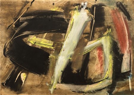 Gérard Schneider "Senza titolo" 1962gouache e tecnica mista su carta intelatac