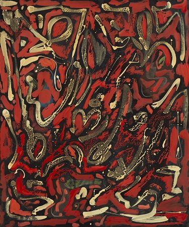 Sergio Dangelo "Il lupo" 1949
olio su tela
cm 120x100
Titolato e datato 1949 in