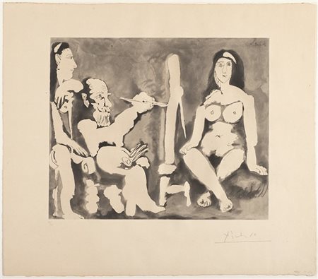 Pablo Picasso "Le Peintre et son Modèle" 1963-65
acquaforte acquatinta
foglio cm