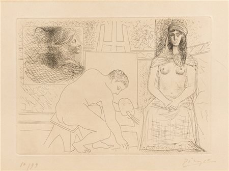 Pablo Picasso "Peintre ramassant son Pinceau" 1927
acquaforte su carta Van Gelde