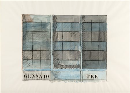 Tano Festa "Gennaio Tre" 1962
tecnica mista su carta
cm 70x100
Firmato, dedicato