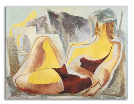Enrico Prampolini "Pittura solare (figura)" inizio anni '40
olio su tavola
cm 49