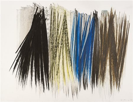 Hans Hartung "Senza titolo" 1961
pastelli a cera su carton baryté (in cornice or