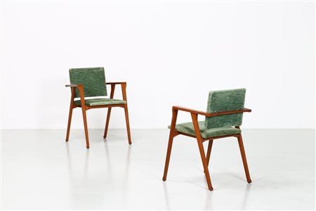 ALBINI FRANCO (1905 - 1977) - Coppia di sedie modello Luisa, produzione Poggi, 1950. (2).