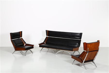 SARTORI FRANZ T.  (n. 1927) - Salotto composto da un divano e due poltrone,  produzione Lenzi  Quarrata.