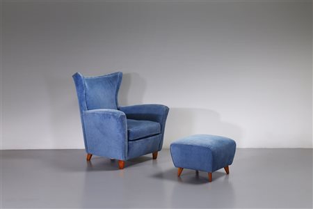 PARISI ICO (1916 - 1996) - Poltrona con poggiapiedi modello 1948.20, produzione Ariberto Colombo, 1949. (2).