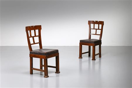 DEL GIUDICE BRENNO (1988 - 1957) - (attribuito) Coppia di sedie produzione Mobilificio Aurora, anni '30. (2).