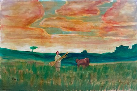 CLAUDIO PARIGI - Tramonto in maremma, 1980