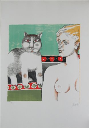 FRANCO GENTILINI, Donna con il gatto