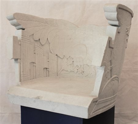 Trono in marmo scolpito - A white Carrara marble throne 