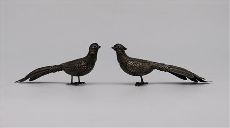 Coppia di fagiani in argento - A pair of silver pheasants