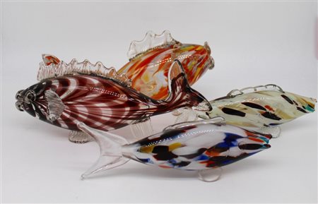 Quattro pesci in vetro colorato - Four fish in colored glass