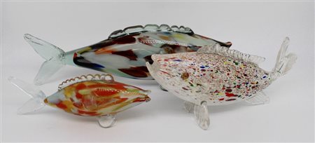 Tre pesci in vetro colorato - Three fish in colored glass