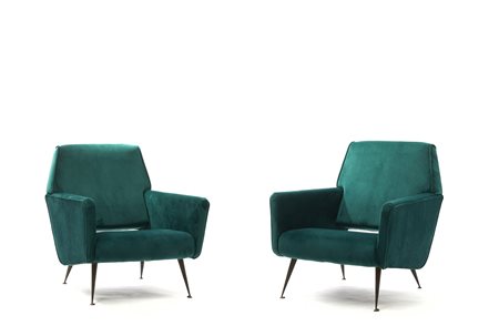 Minotti (attribuito), coppia di poltroncine