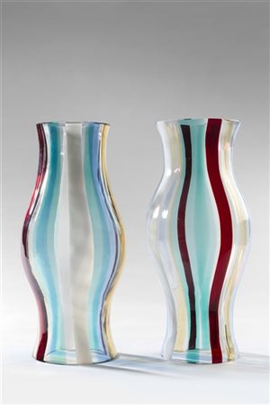 Fulvio Bianconi Coppia di copricandela. Venini, Murano, 1950ca. Vetro soffiato c