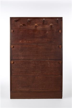 Piero Portaluppi Appendiabiti - cappelliera da parete in legno massello. L'arred