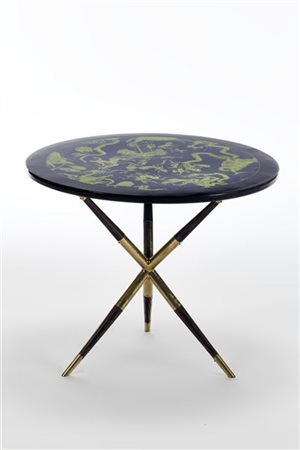 Piero Fornasetti Tavolino da salotto della serie "Emisfero". Milano, anni '50. P