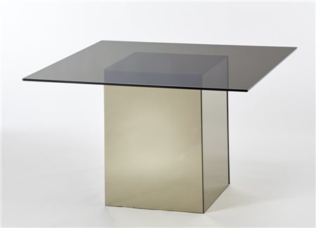 Nanda Vigo Tavolo modello "Blok". Produzione Acerbis, Bergamo, 1971. Base in vet