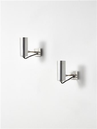 Gino Sarfatti Coppia di lampade da parete o da soffitto con riflettore orientabi