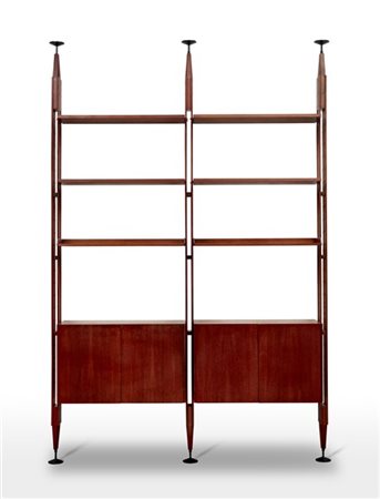 Franco Albini Libreria a due moduli con due stipi a due ante, due vassoi e quatt