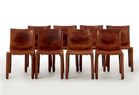 Mario Bellini Otto sedie modello "Cab 412". Produzione Cassina, Meda, 1977. Stru