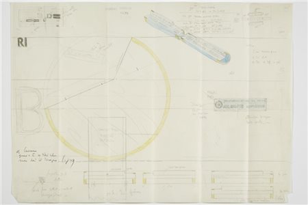 Carlo Scarpa Sezione, assonometria, proiezioni ortogonali, schizzi e annotazioni