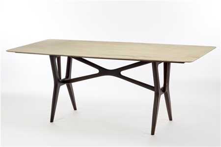 Tavolo da pranzo con struttura in legno massello di palissandro indiano e piano