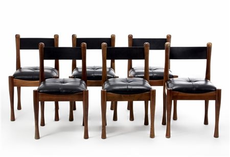 Silvio Coppola Lotto di sei sedie modello "620". Produzione Bernini, Milano, 196
