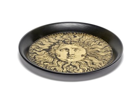 Piero Fornasetti Vassoio circolare della serie "Sole". Milano, anni '50/'60. Rec
