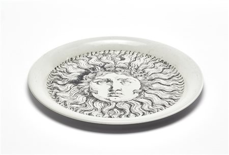 Fornasetti Vassoio circolare della serie "Sole". Milano, Riedizione degli anni 2
