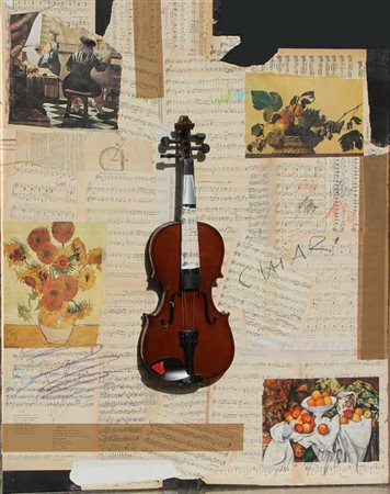 CHIARI Giuseppe Firenze 1926 - Firenze 2007 Violino tecnica mista su tavola,...