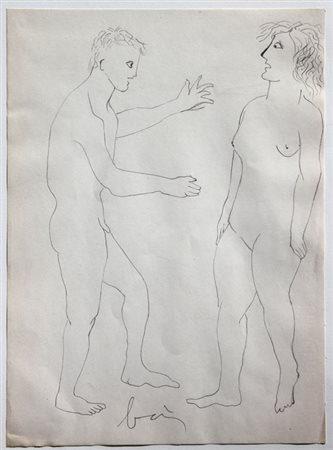 BAJ Enrico Milano 1924 - Vergiate 2003 Figure, 1953 matita su carta, cm. 33 x...