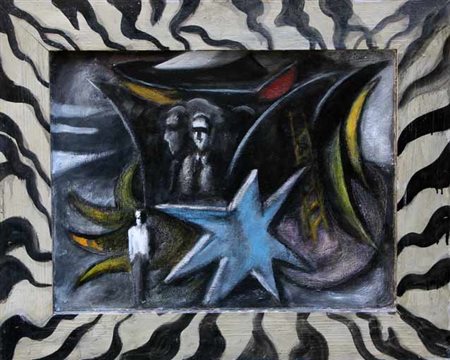 BARNI Roberto Pistoia 1939 Oggetti in colonna, 1992 olio su cartone, cm. 56 x...