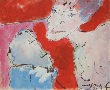 ROGNONI Franco Milano 1913 - Milano 1999 Colloquio, 1976 olio e tempera su...