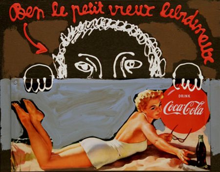 BEN VAUTIER Napoli 1935 Le petit vieux libidineux, 1991 collage, olio e...