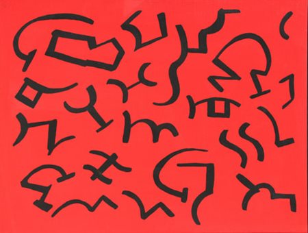ACCARDI Carla Trapani 1924 Segni neri su rosso, 2004 vinilico su tela, cm. 60...