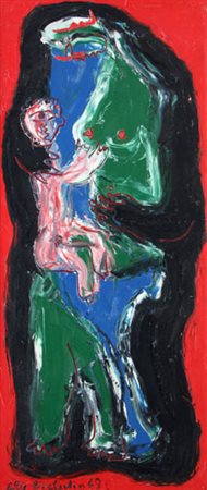 BIELUTIN Ely Mosca, 1925 - Mosca, 2012 Maternità, 1969 olio su tela, cm. 144...