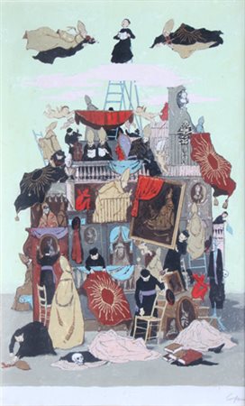 CAFFE' Nino Alfedena 1909 - Pesaro 1975 Verso il cielo, 1960 tempera su carta...