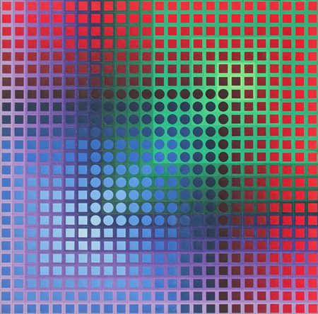 VASARELY Victor Pécs 1908 - Parigi 1997 Arny - C, 1966 acrilico e collage su...