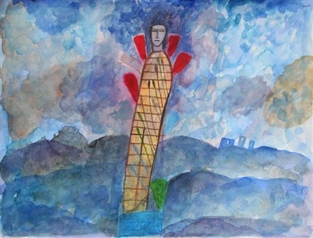 PALADINO Mimmo Paduli 1948 Sciamano delle colline, 1998 tecnica mista su...