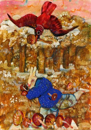 POSSENTI Antonio Lucca 1932 I funghi, anni 90 olio su cartoncino intelato,...