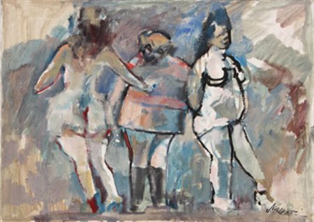 MACCARI Mino Siena 1898 - Roma 1989 Figure, 1974 olio su tela, cm. 50 x 70...