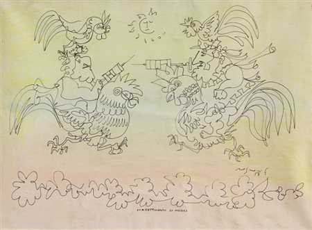 ROGNONI Franco Milano 1913 - Milano 1999 Combattimento di medici, anni 50...