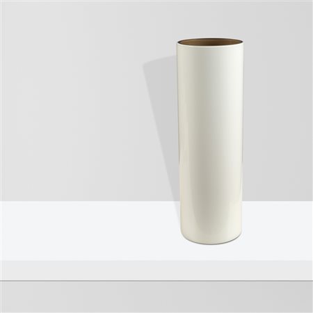 VeniniMurano, 200055x17 cm.grande vaso a cilindro in vetro opalino bianco,...