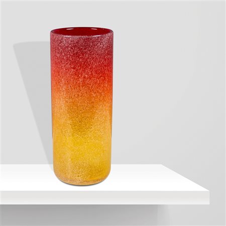 VeniniMurano, 200335x13,5 cm.vaso in vetro a bollicine a due colori sfumati,...